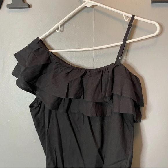 Old navy black linen one shoulder ruffle top size small - Picture 8 of 10